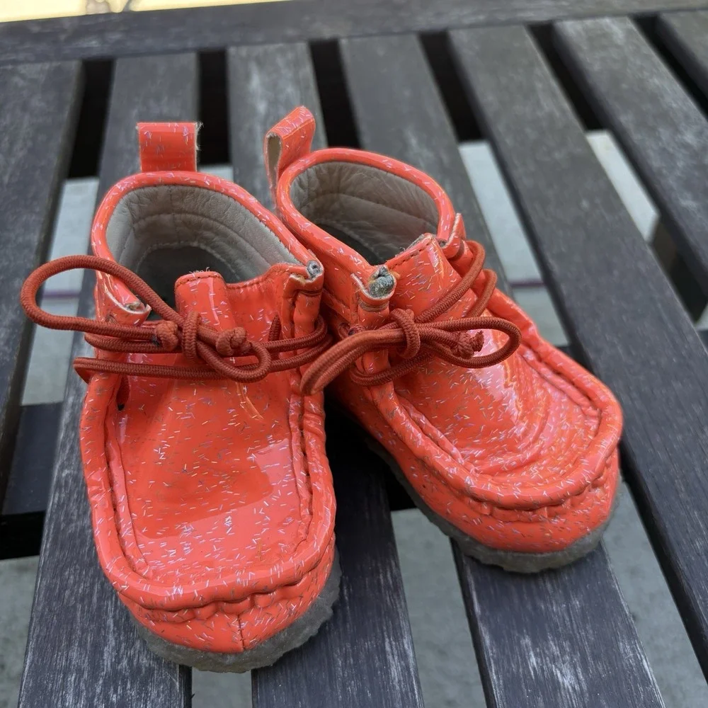 Cucú Toddler 4 Orange Kaboom Walker Bootie Glitter Patent Leather Synthetic